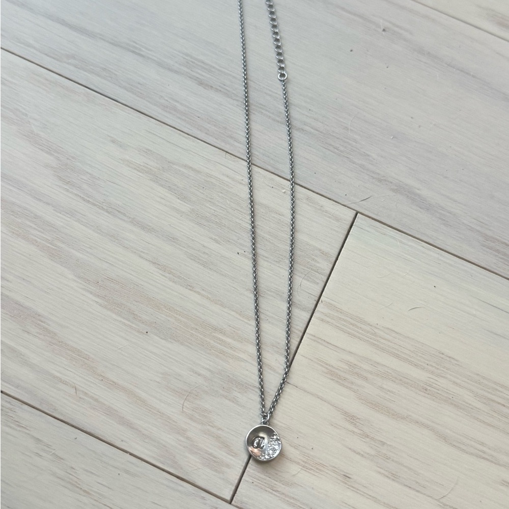 Lia Sophia Elegant Silver “ A” Necklace with Crystal Pendant